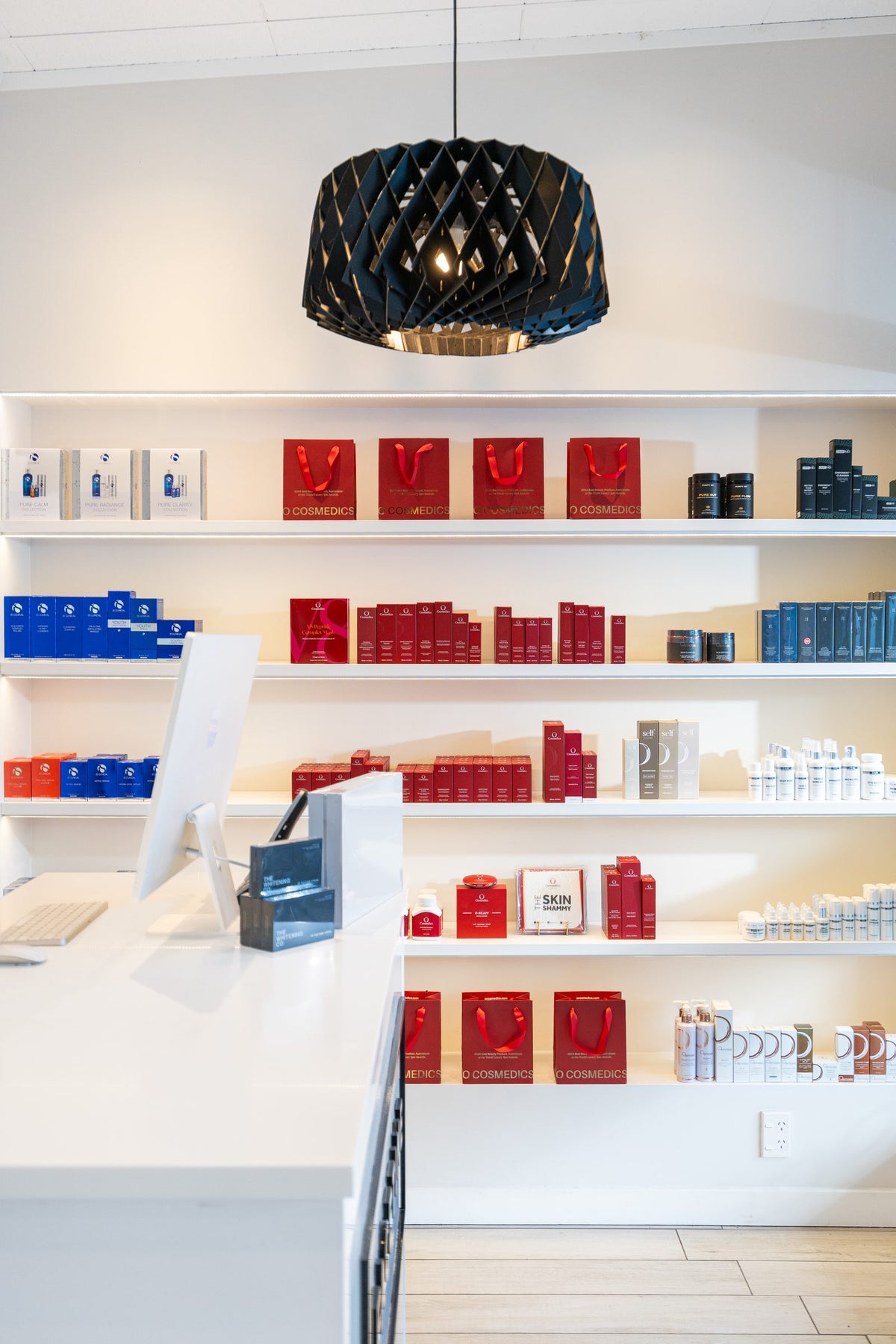 Clinical skincare shelves at FaceTime Skin Clinic