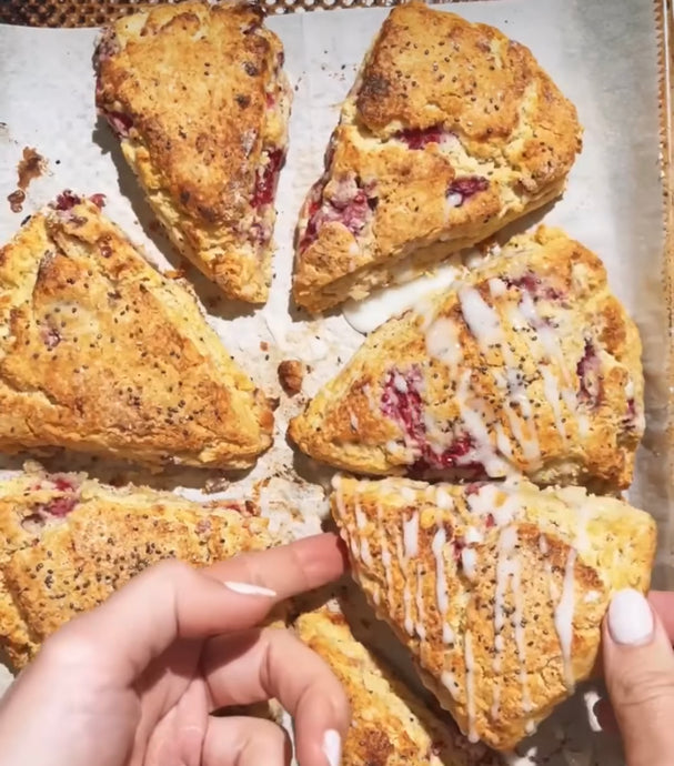 Raspberry Lemon Lime Chia Seed Scones - with Great Lakes Collagen